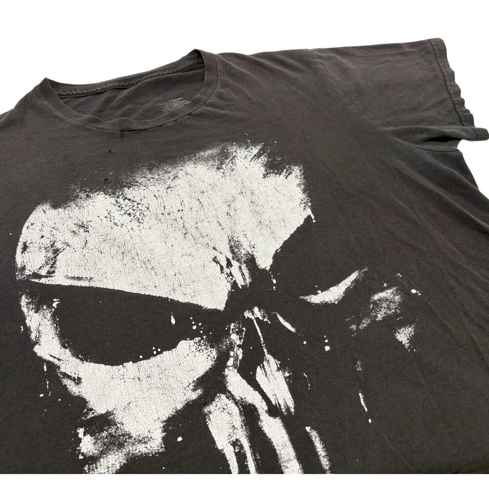 Marvel Punisher Skull Graphic T Shirt Mens S Black Distressed Streetwear Tee